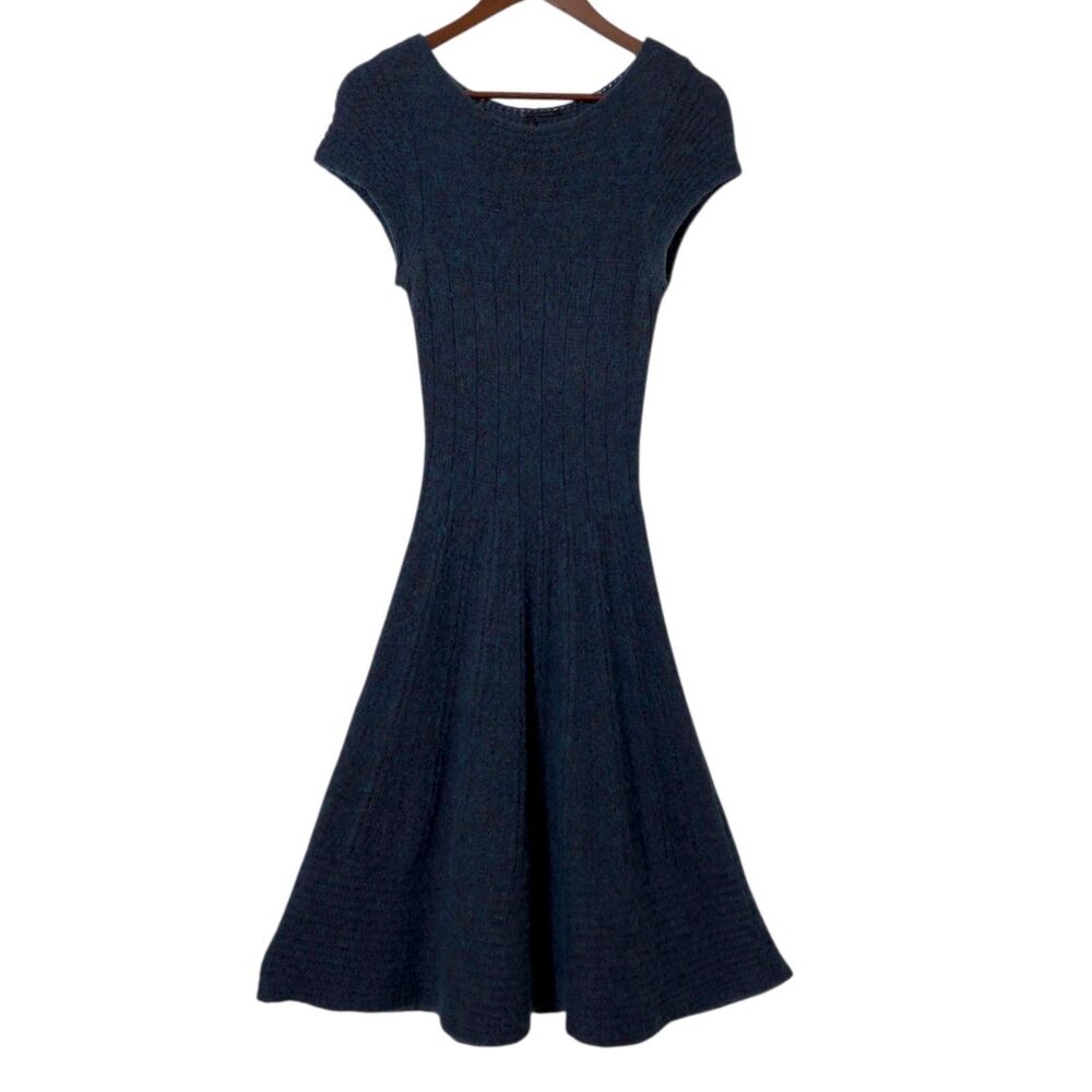 Stile Benetton Loose Knit Dress S Classic Pleated Stretchy Form Fit Midi Womens